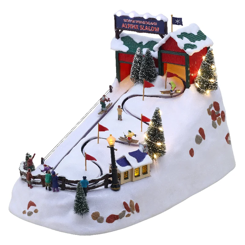 15 in. Animated Winter Wonderland Alpine Slalom