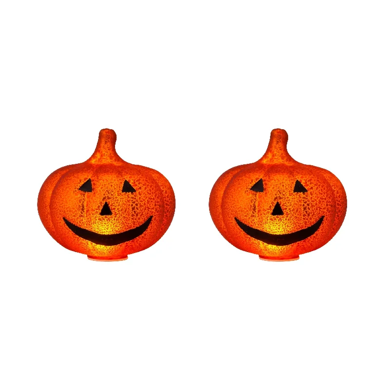 Set of 2 Mini Mercury Glass Jack-O-Lanterns