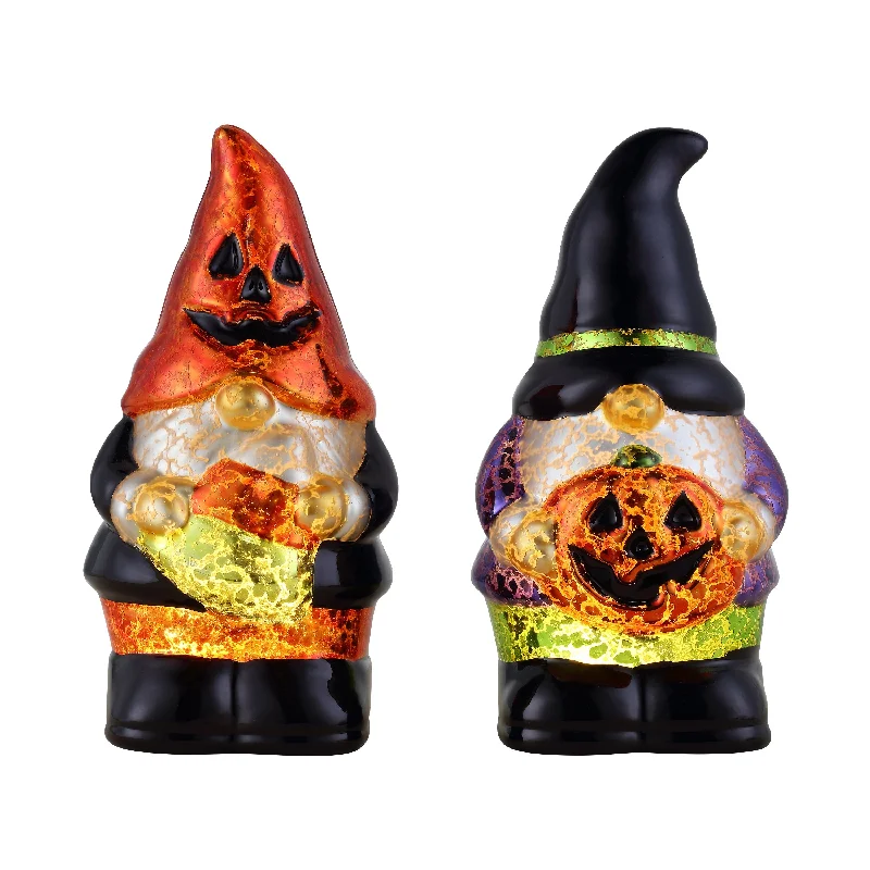 Set of 2 Mini Halloween Mercury Glass Gnomes