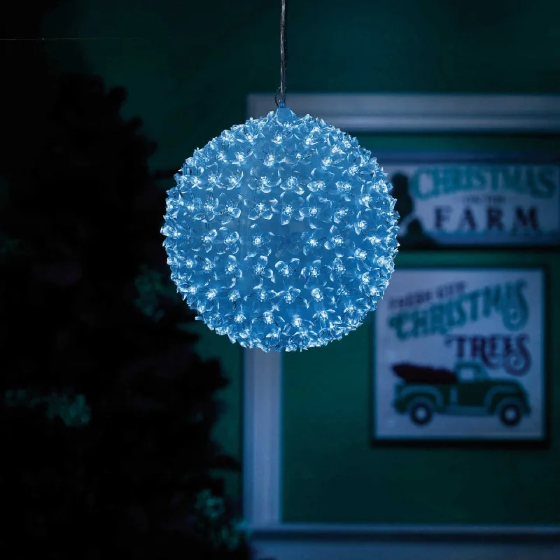 8" Twinkling LED Sphere Christmas Ornament with 9 Light Functions