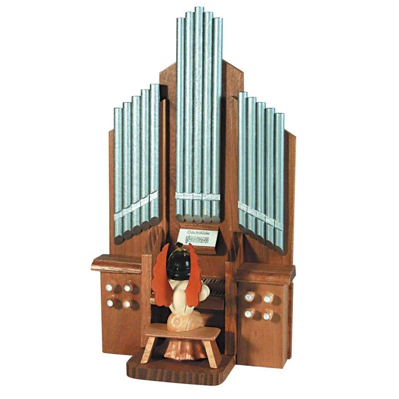 Angel Playing the Pipe Organ Wood Figurine by Kuhnert GmbH