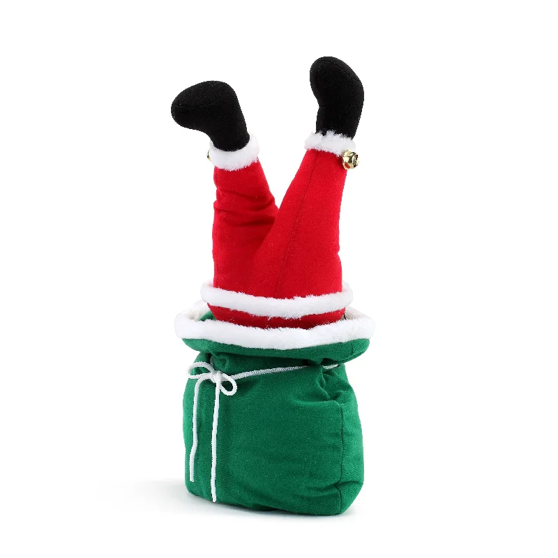 17 in. Animated Santa Leg Kickers in Toy Bag