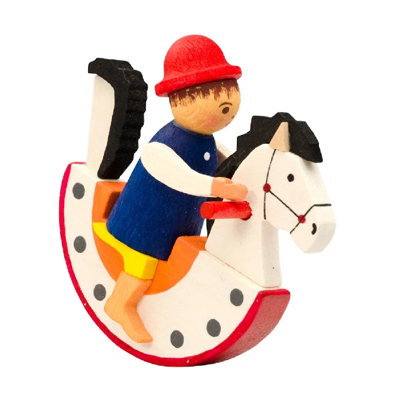 boy on rocking horse, White/Red by Graupner Holzminiaturen