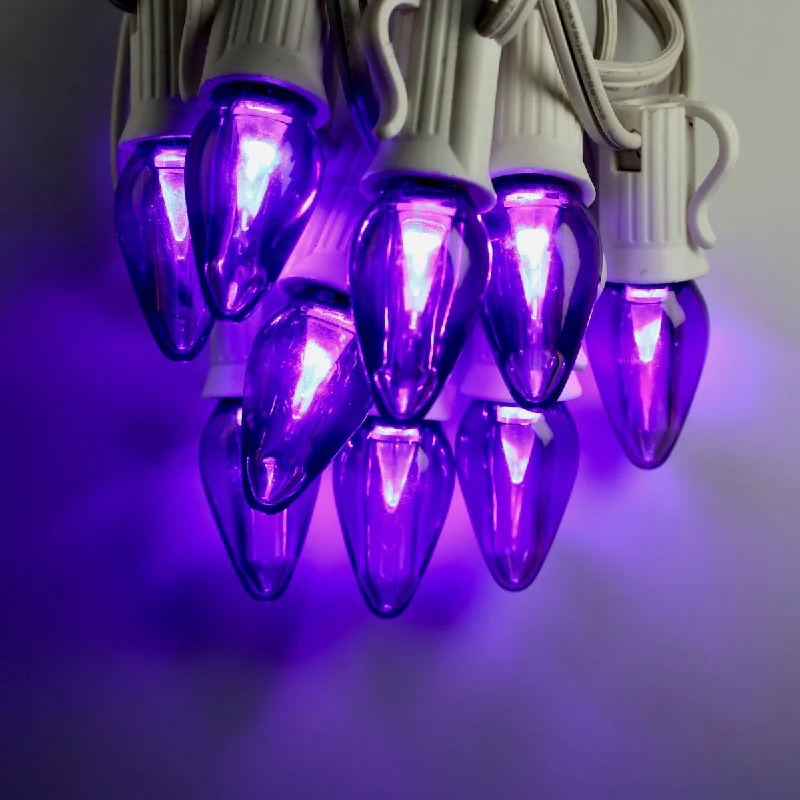 C7 Purple Smooth Twinkle LED Bulbs E12 Bases (25 Pack)