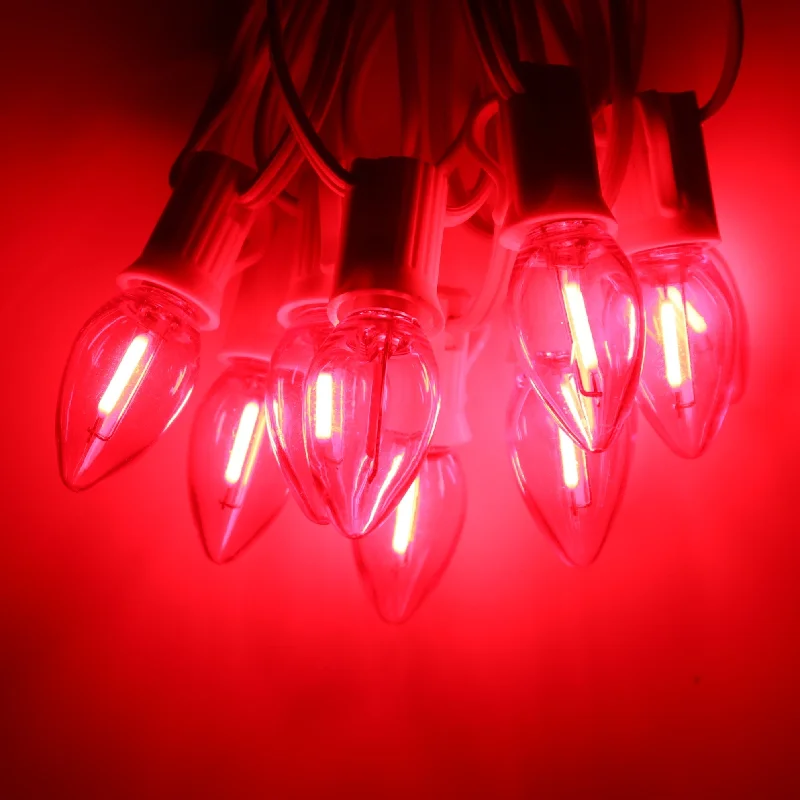 C7 Red Smooth Filament LED (SMD)Bulbs E12 Bases (25 Pack)