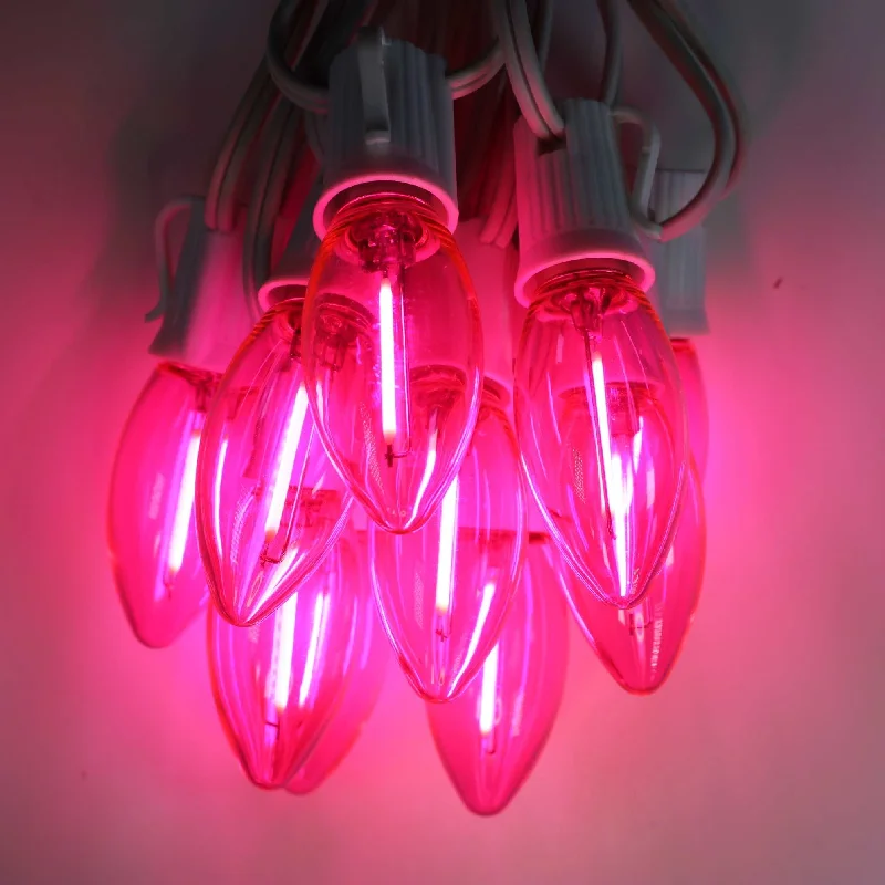 C9 Pink Smooth Filament LED (SMD) Bulbs E17 Bases (25 Pack)