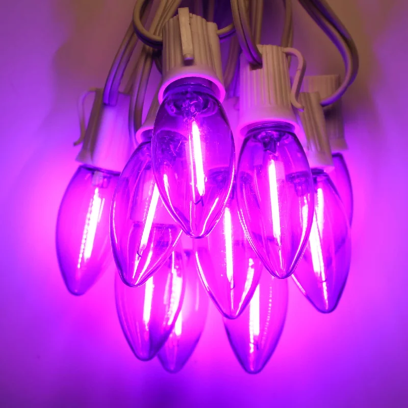 C9 Purple Smooth Filament LED (SMD) Bulbs E17 Bases (25 Pack)