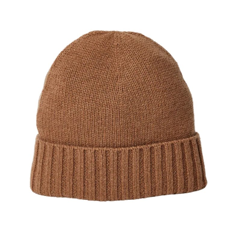 Cashmere Slouchy Cuff Beanie in Tobacco