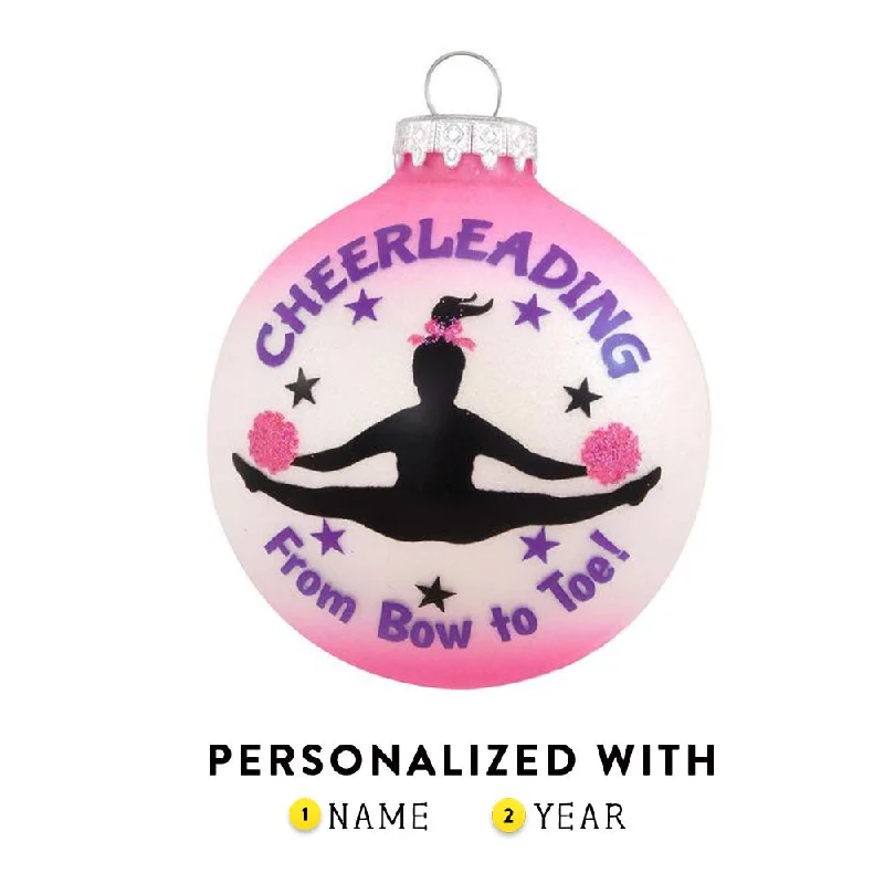 Personalized Cheerleading From Bow to Toe Glass Ornament