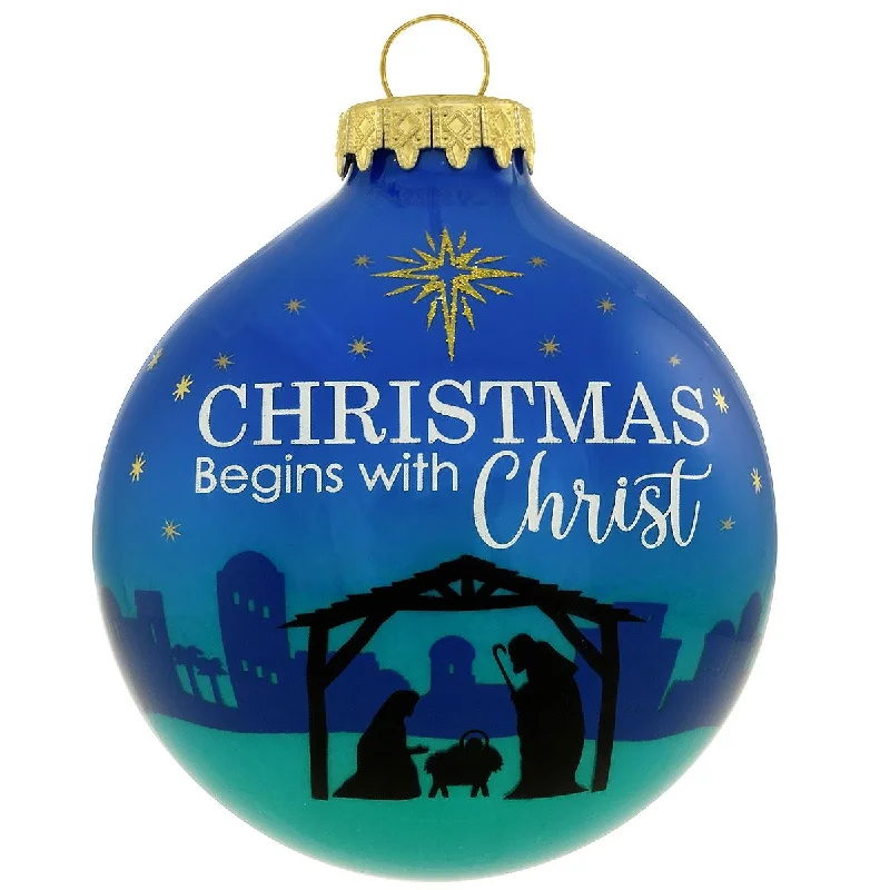 Personalized Christmas Begins with Christ Bulb Ornament