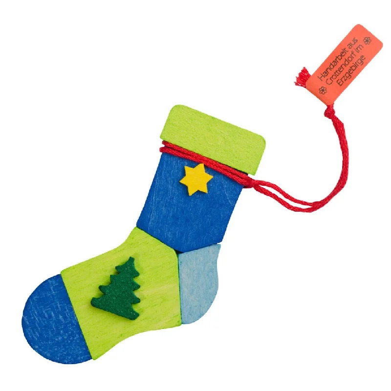 Christmas Stocking green/blue by Graupner Holzminiaturen