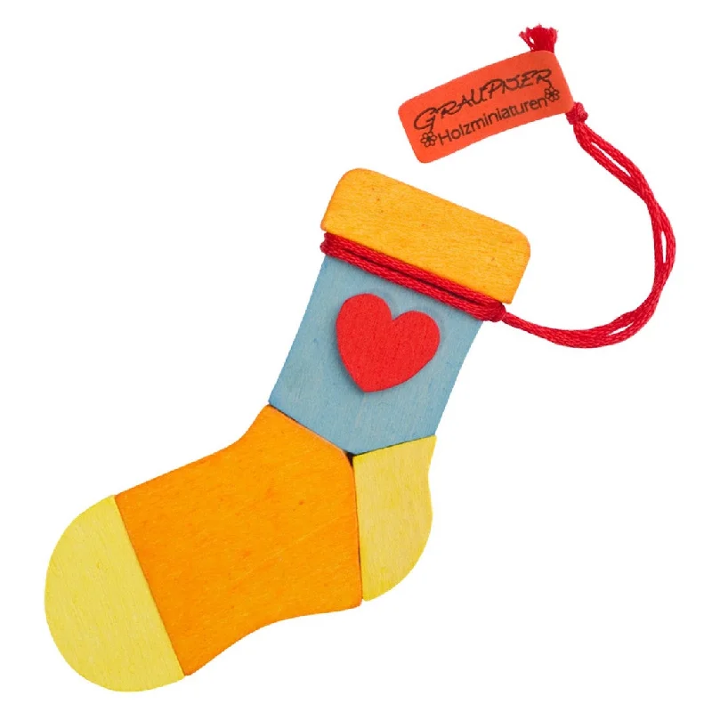 Christmas Stocking orange/red by Graupner Holzminiaturen