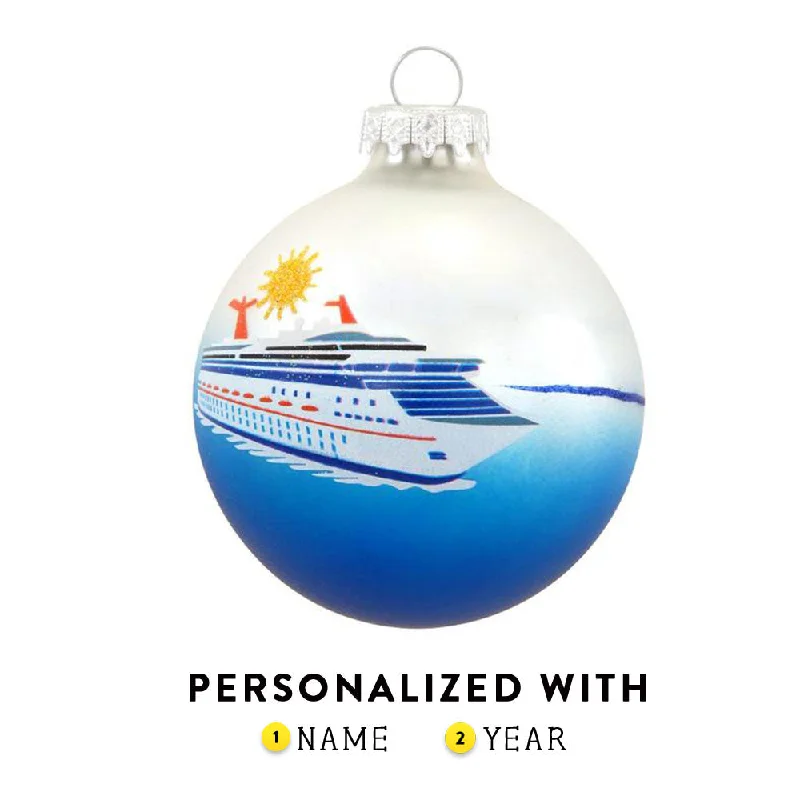 Personalized Cruise Ship Glass Ornament