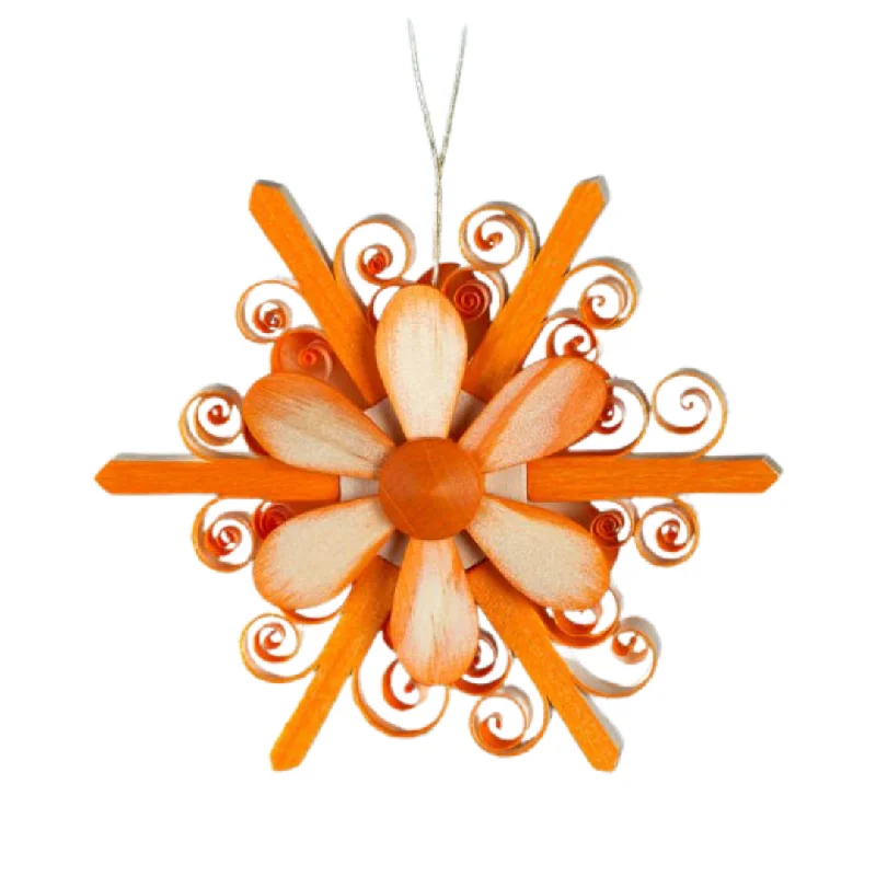 Hanging Star with Blossom, orange by Martina Rudolph