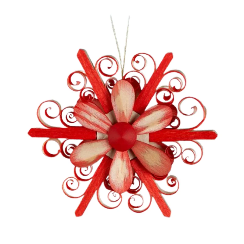 Hanging Star with Blossom, red by Martina Rudolph