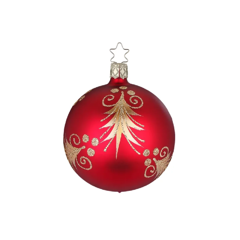 Festive Fir, oxblood matte, 6cm by Inge Glas of Germany