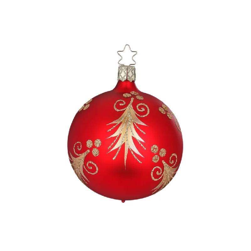 Festive Fir, red matte, 6cm by Inge Glas of Germany