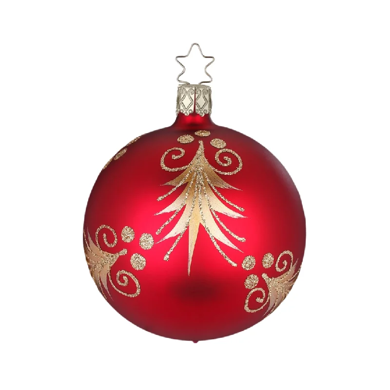 Festive Fir, oxblood matte, 8cm by Inge Glas of Germany