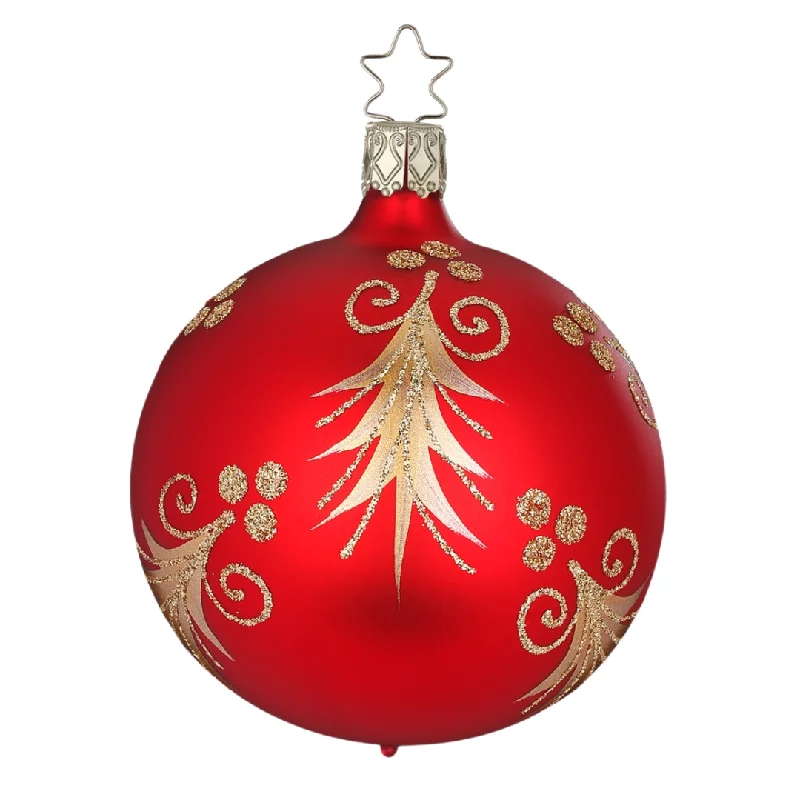 Festive Fir, red matte, 10cm by Inge Glas of Germany