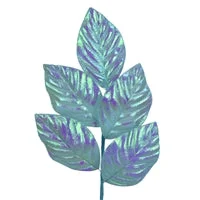 19" Iridescent Magnolia Leaf Spray in Blue | QG