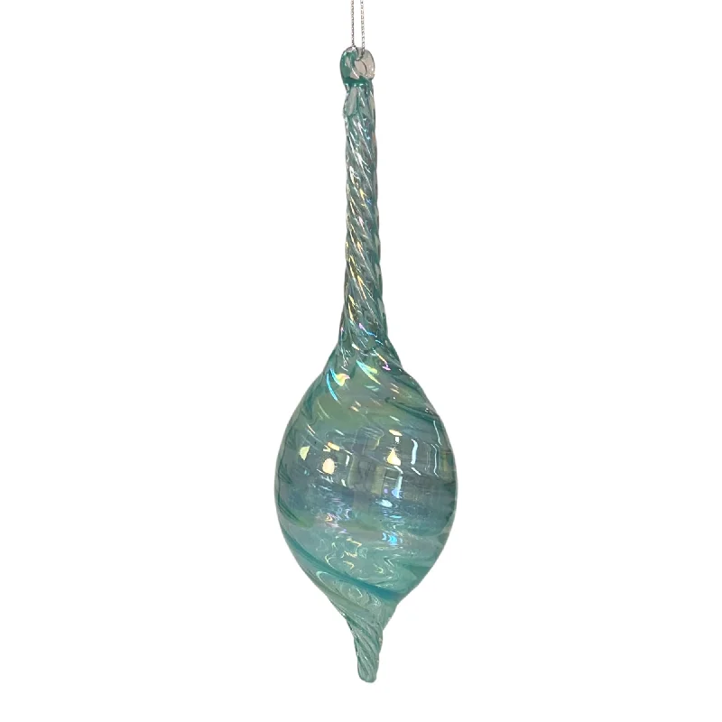 Iridescent Water Swirl Finial Ornament 9” - Blue  | GS