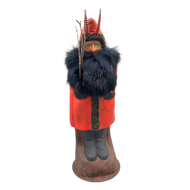 Krampus, Paper Mache Candy Container, red with black fur, by Ino Schaller