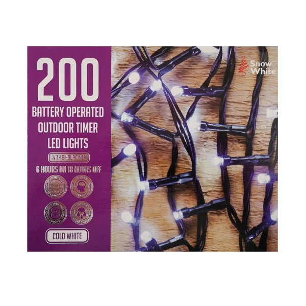 Led Light Chain 200 Cold White B/o