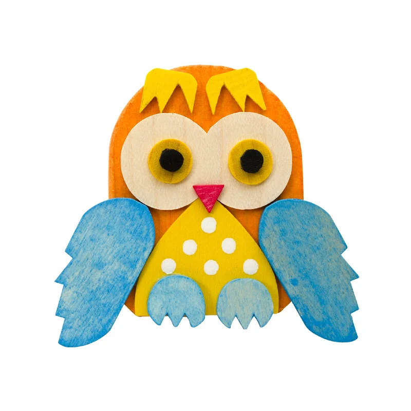 Light Blue and Orange Owl on Clip Ornament by Graupner Holzminiaturen