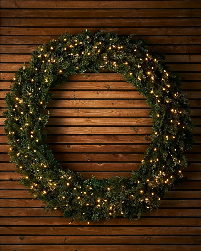 LINK PRO Connectable Pre-Lit Natural Fir Wreath, 1.2 m