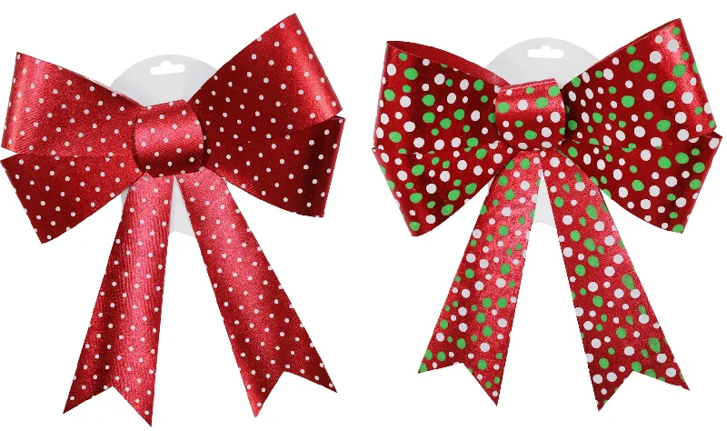 Metallic Bow with Spots 2 Asst (30x42cm)