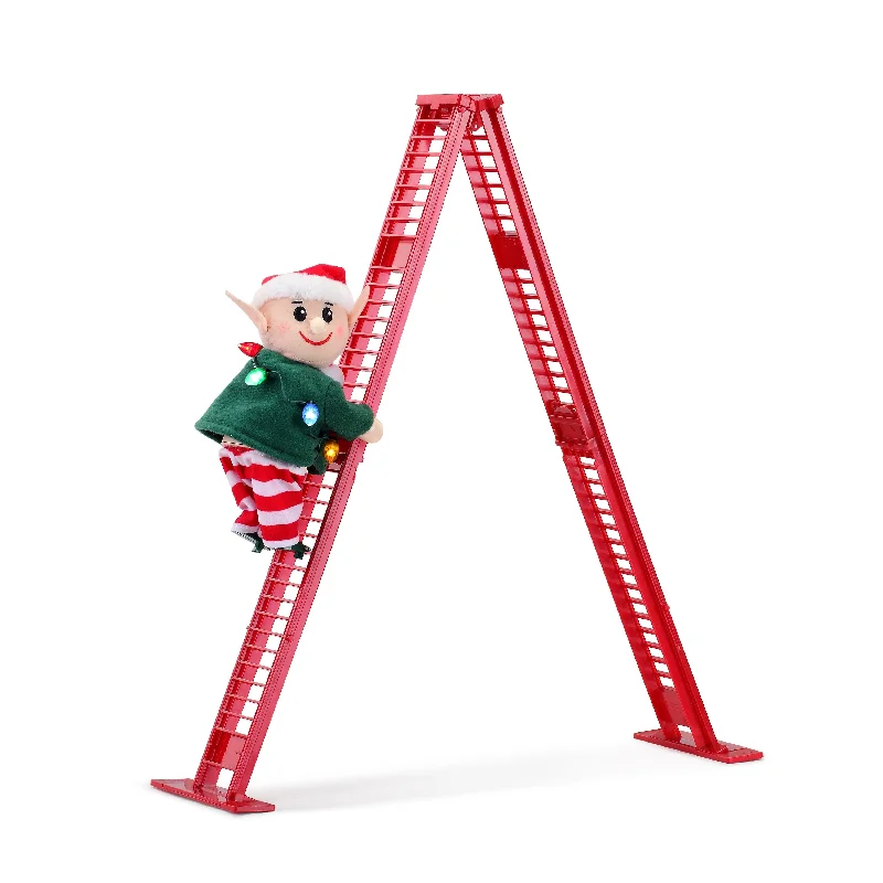 17 in. Animated Ladder Climbing Elf