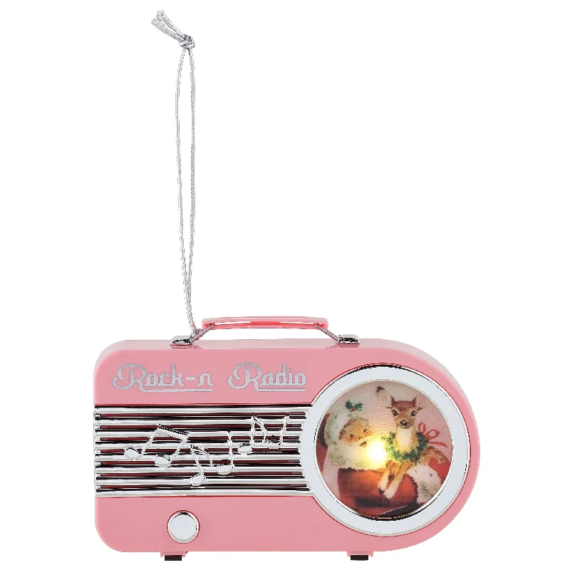 4 in. Retro Radio Ornament - Pink