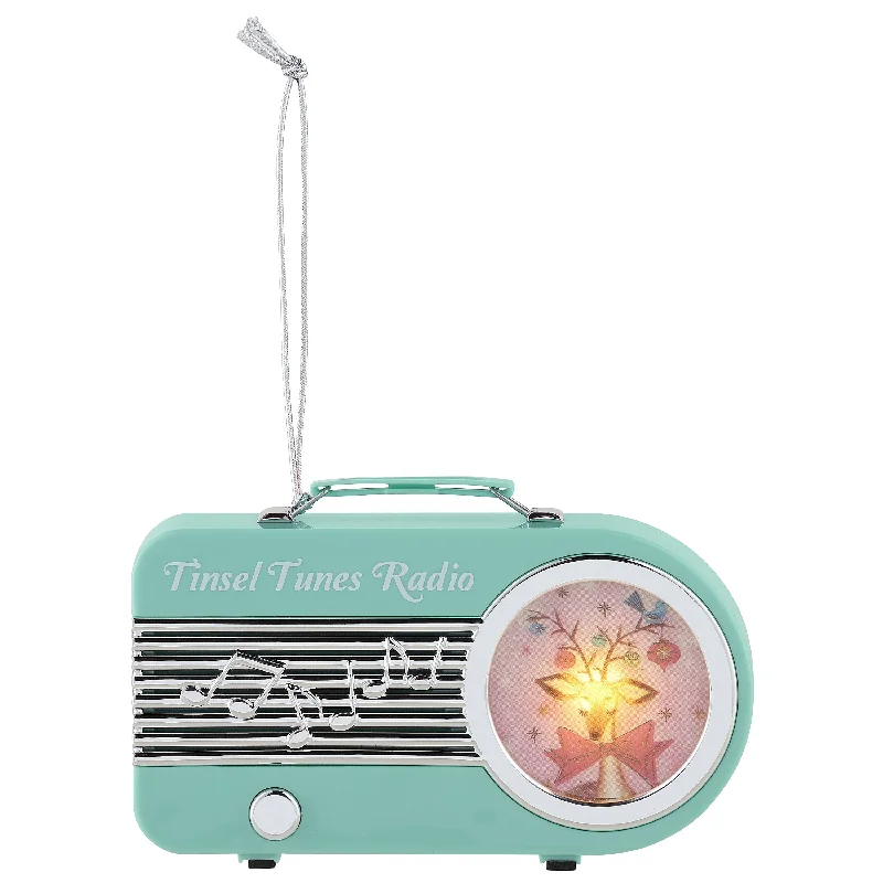 4 in. Retro Radio Ornament - Teal