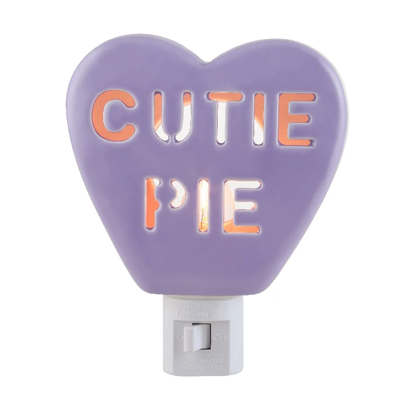 Miss Valentine Ceramic Candy Heart Cutie Pie Purple Nightlight