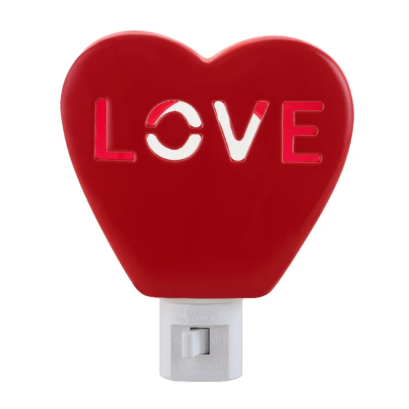 Miss Valentine Ceramic Candy Heart Love Red Nightlight