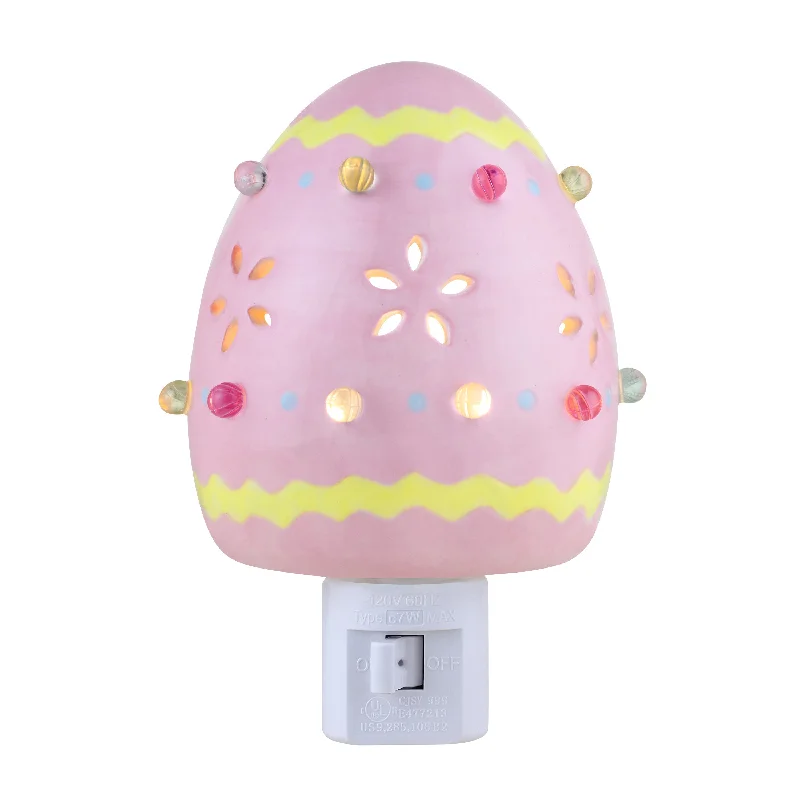 Mr. Cottontail Ceramic Easter Egg Pink Nightlight