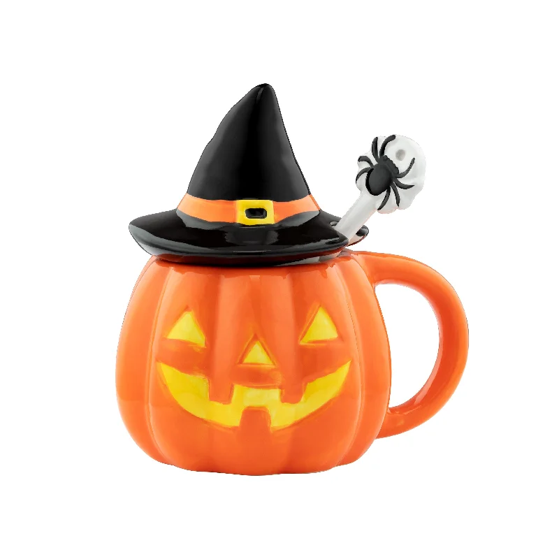 18 oz. Jack-O-Lantern Lidded Mug with Spoon