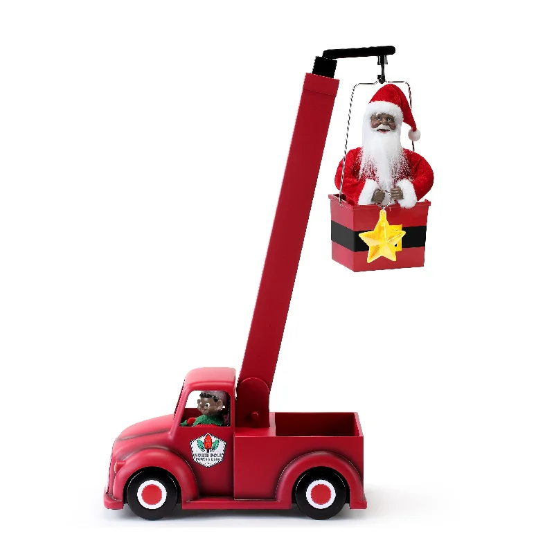 43 in. Animated North Pole Lighting Crew - Black Santa