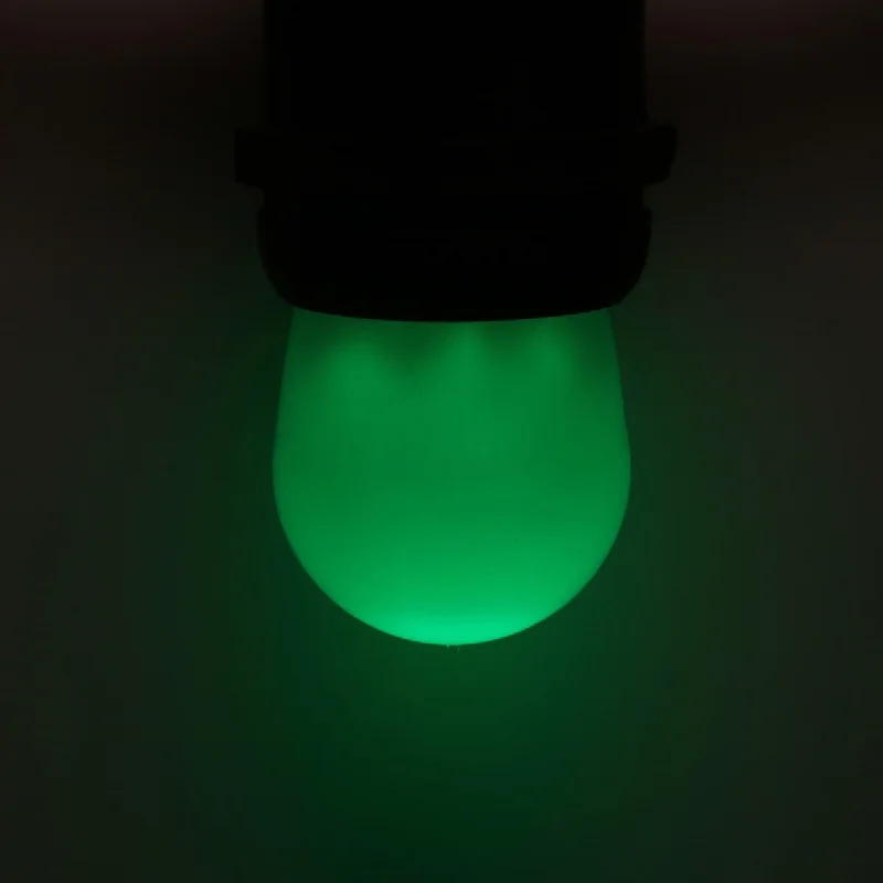 S11 Green Opaque LED Bulbs E26 Bases (25 Pack)