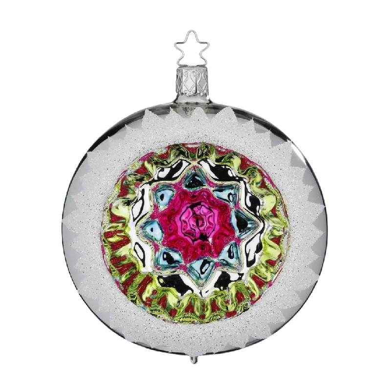 Ornament Reflection, silver shiny, 10cm by Inge Glas of Germany