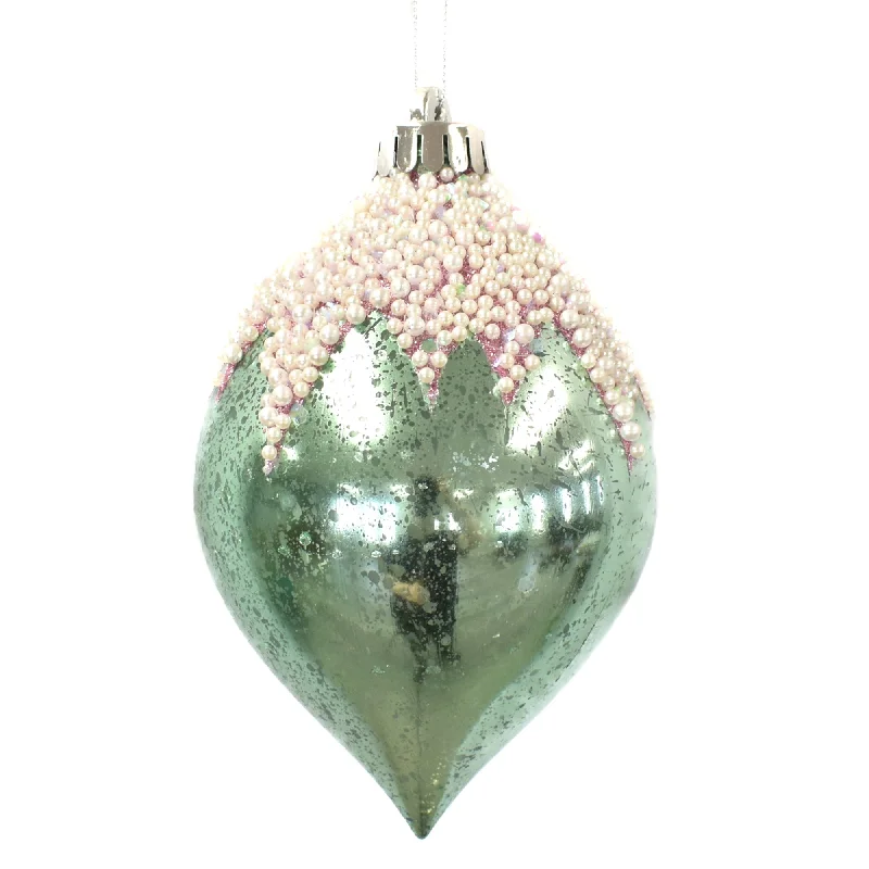 Pearl Icing Ornament Finial 6" in Aqua | XJC22