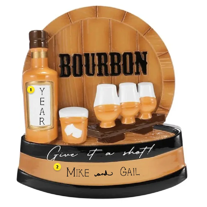 Personalized Bourbon Tasting "Give it a shot!" Ornament