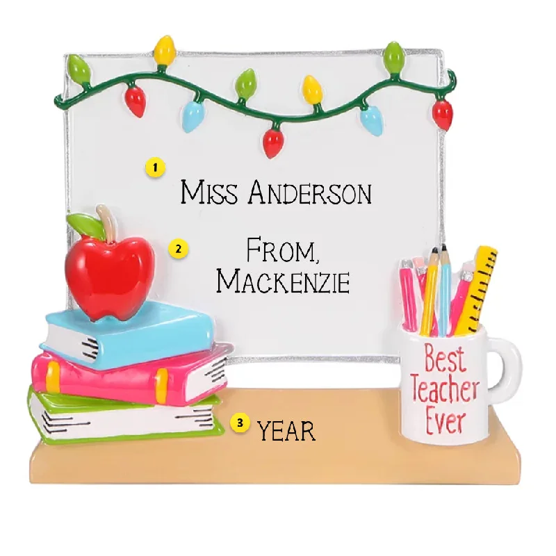 Personalized Christmas White Board for Teacher Ornament