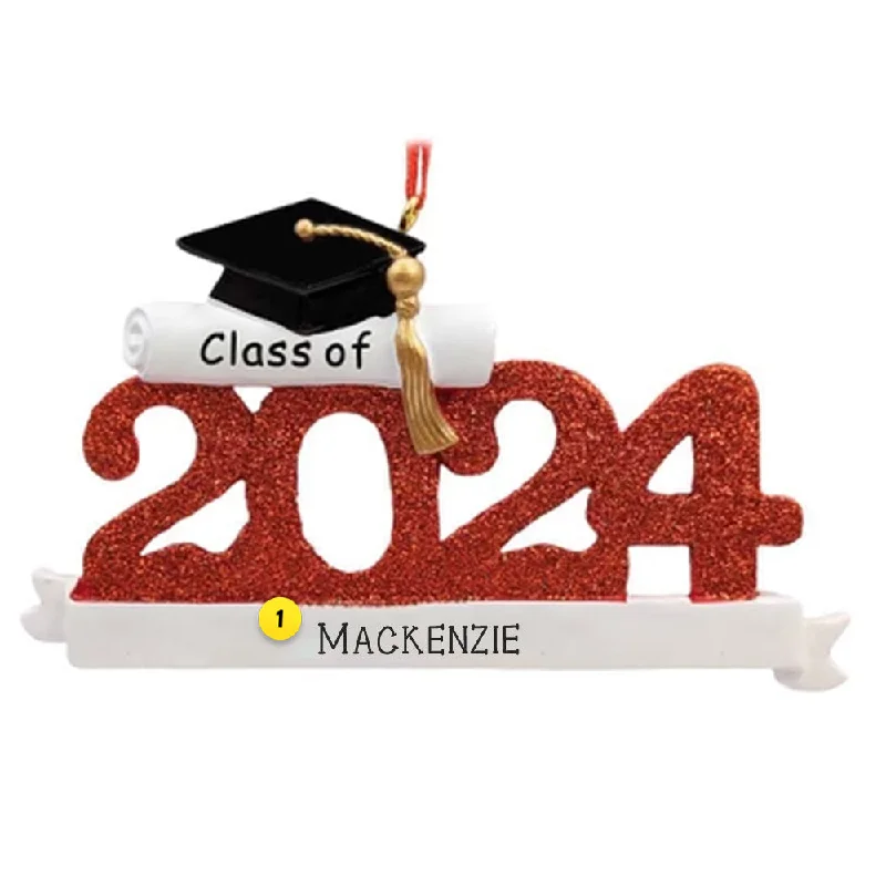 Personalized Class of 2024 Graduation Ornament - Red