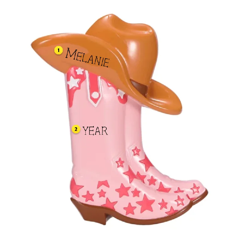 Personalized Cowboy Boot-Pink Ornament