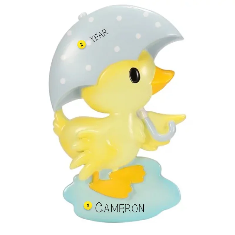 Personalized Cutesy Duck-Blue Ornament