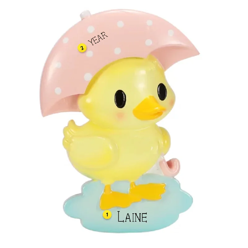 Personalized Cutesy Duck-Pink Ornament