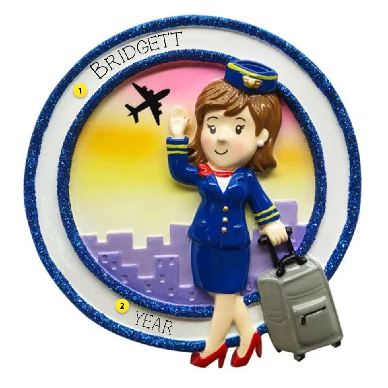 Personalized Flight Attendant Female Ornament