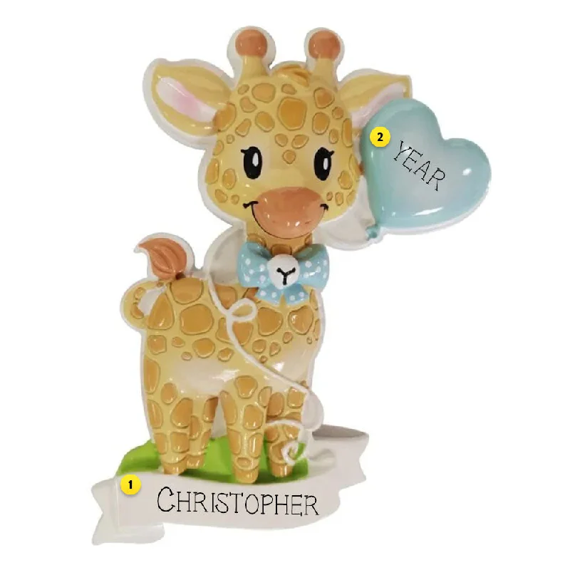 Personalized Giraffe Blue Ornament