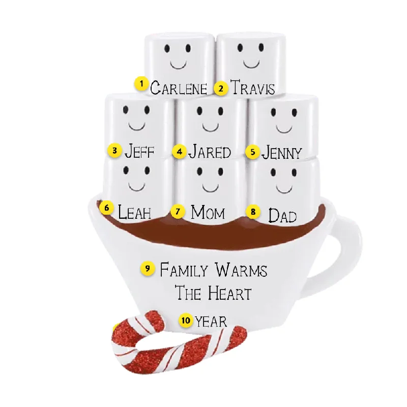 Personalized Hot Chocolate Family of 8 Ornament